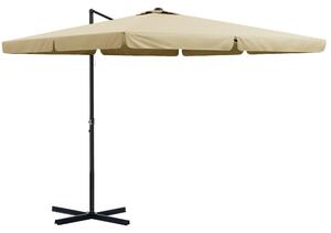 Outsunny Ombrellone sfalsato quadrato inclinabile con manovella e base a croce 3 x 3 x 2,56A m, alluminio, per giardino, beige