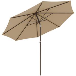 Outsunny Ombrellone da giardino Ø 2,63 m in metallo Rotondo Poliestere 180g/m² manovella inclinabile beige
