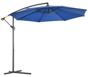 Outsunny Ombrellone sfalsato ottagonale inclinabile ripiegabile diametro 3 m ombrellone da giardino con piede a croce blu