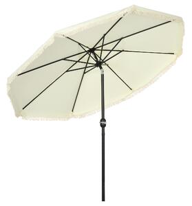 Outsunny Parasol inclinabile rotondo Ø 268 cm con frange tessuto poliestere ad alta densità 180 g/m² protezione solare crema