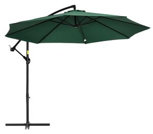 Outsunny Ombrellone sospeso esagonale 2,9 m reclinabile con manovella e sistema di rotazione 360 ° protezione UV acciaio verde