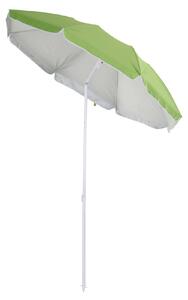 Outsunny Ombrellone da spiaggia Ombrellone inclinabile ottagonale Ø 160 cm tessuto poliestere ad alta densità anti-UV asta smontabile borsa per il trasporto inclusa verde