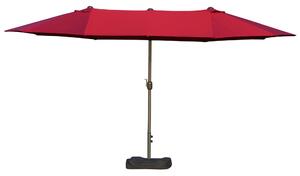 Outsunny Ombrellone da giardino esterno ombrellone rettangolare doppio 4,6L x 2,7l x 2,4H m con manovella per apertura e chiusura, sacchi di sabbia e base inclusi, ombrellone per balcone, piscina, bordeaux