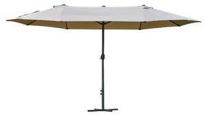 Outsunny Ombrellone da giardino XXL con base a croce, ombrellone grande 4,6L x 2,7l x 2,4H cm, apertura e chiusura con manovella, acciaio e poliestere ad alta densità color caffè
