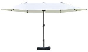 Outsunny Ombrellone da giardino exterieur ombrellone doppio rettangolare 4,6L x 2,7l x 2,4H m con apertura e chiusura a manovella, sacchi di sabbia e base inclusi, ombrellone per balcone, piscina, beige