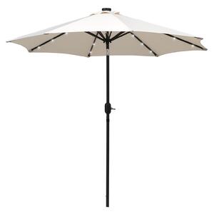 Outsunny Ombrellone da giardino Ombrellone diritto Ombrellone ottagonale inclinabile Ø 2,7 x 2,4 m luminoso solare 24 LED poliestere ad alta densità 180 g/m² crema