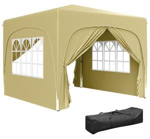 Outsunny Gazebo Gazebo Tenda da ricevimento Pieghevole 3 x 3 x 2,73 m con finestre + Sacca per il trasporto Sabbia