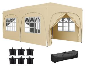 Outsunny Gazebo pieghevole 3 x 6m Pop Up, UPF50+ Altezza regolabile, con sacca per il trasporto e sacchi di sabbia, Sabbia