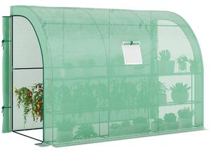 Outsunny Serra da Giardino con 3 Piani e Porte a Rullo, Copertura in Plastica per Resistente ai Raggi UV, 300L x 150P x 213A cm, Verde | Aosom Italy