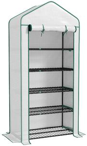 Outsunny Serra da giardino Serra 5 ripiani con 1 porta arrotolabile, Telo in PE Rinforzato Resistente dim. 90L x 49l x 193A cm