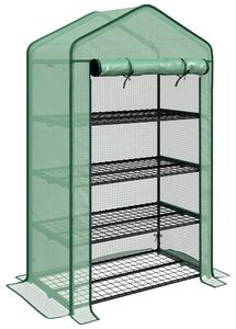 Outsunny Serra da Giardino Balcone con Ripiani 4 Livelli 90L x 49l x 160H cm Acciaio zincato Telone Rimovibile PE Alta densità Verde