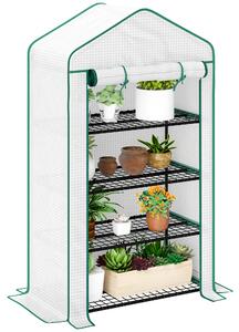 Outsunny Serra da giardino balcone con ripiano 4 livelli 90 x 49 x 160 cm acciaio zincato telo PE alta densità bianco