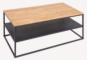 Tavolino industriale APARTMENT di riess-ambiente, 95 cm, in rovere massello oliato con ripiano, struttura in metallo nero, tavolino da salotto