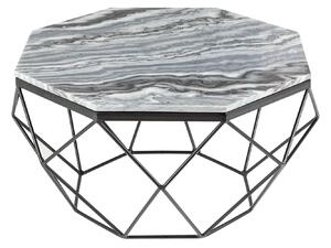 Elegante tavolino DIAMOND 70 cm grigio-nero con piano in marmo
