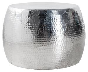 Riess-ambiente Tavolino rotondo ORIENT 60 cm in metallo argento, alluminio con finitura martellata, tavolino da salotto