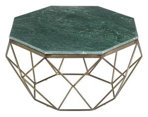 Elegante tavolino DIAMOND 70 cm verde ottone con piano in marmo