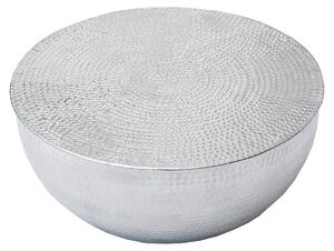 Riess-ambiente Tavolino rotondo ORIENT II 60 cm argento metallo alluminio martellato design tavolino tavolino
