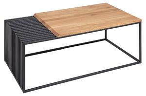 Riess-ambiente Tavolino in legno massello ARCHITECTURE 100 cm, rovere oliato, struttura in metallo nero, tavolino