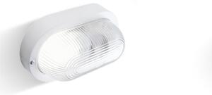 Plafoniera in termoplastico ECHO OVALE senza gabbia dimensioni 2,05x9,2xh 12 cm - E 27 IP 44 Diffusore in vetro stampato trasparente Bianco