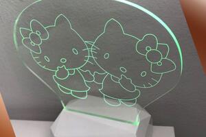 3D Acrilico Forma Ventaglio Figura Doppio Hello Kitty (3DD908)