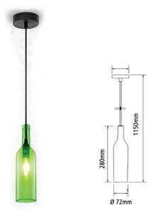 Lampadario a Sospensione Forma Bottiglia In Vetro Colore Verde Atta