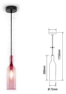 Lampadario a Sospensione Forma Bottiglia In Vetro Colore Rosa Pink 