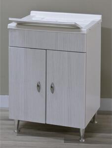 Lavatoio 60x50 In MDF Effetto Legno Con Vasca In Resina Antonella Bianco Portuna
