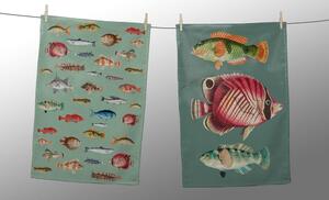 Asciugamani in set da 2 47x65 cm Fish in the Ocean - Really Nice Things