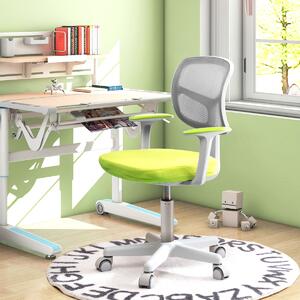Costway Sedia per scrivania per bambini con altezza regolabile, Sedile girevole a rete con ruote autobloccanti Verde