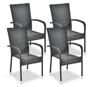 Set di 4 sedie nere in plastica da giardino Paris - Bonami Essentials