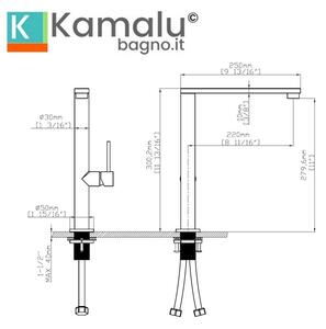 Miscelatore cucina nero opaco canna girevole quadrata| K-9300B - KAMALU