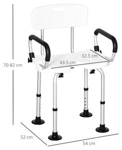 HOMCOM Sedia per doccia per Anziani, Disabili e Donne Incinte Imbottita con forma a U, 54x52x70-82cm, Bianco