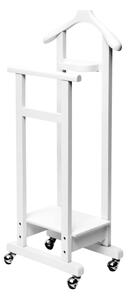 Indossatore Servomuto in Legno con Rotelle 31x45x115 cm Mimmo Laccato Bianco