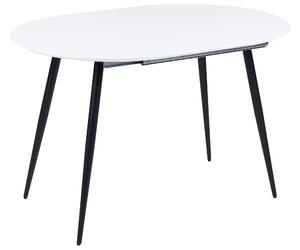 Tavolo da pranzo ovale allungabile moderno con piano in MDF e gambe in acciaio, bianco e nero 120/160 x 80 cm Rettangolare Design Moderno Beliani