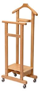 Indossatore Servomuto in Legno con Rotelle 31x45x115 cm Mimmo Naturale