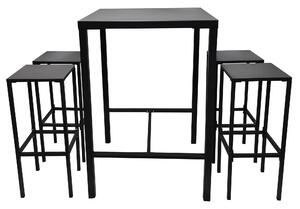Set Bar Tavolo Alto e 4 Sgabelli da Giardino in Metallo Utility Snack Nero