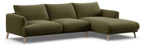 Divano angolare verde (con penisola a destra/con chaise lounge) con rivestimento in velluto Naomi – Micadoni