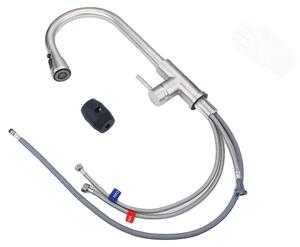 Rubinetto per lavabo, acciaio inossidabile 304, rotazione a 360°, argento, acciaio inossidabile