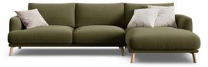 Divano angolare verde (con penisola a destra/con chaise lounge) con rivestimento in velluto Naomi – Micadoni