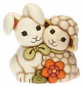 Coppia coniglietta Joy e agnellino con fiore