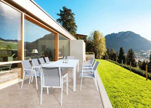 Tavolo consolle estensibile da esterno con struttura in alluminio e piano effetto doghe Blister - White