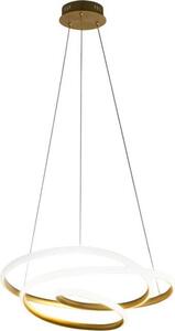 Diva - Lampada a sospensione led 47W dimmerabile - Design moderno in alluminio oro spazzolato, luce calda 3000K, anelli intrecciati d.65cm