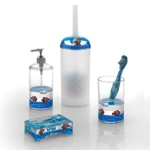 Bicchiere porta spazzolini Portaspazzolini in resina trasparente/blu