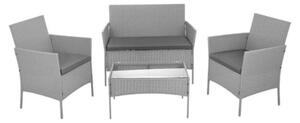 Gardlov 26910 Mobili da giardino - divano, 2 poltrone, tavolino con piano in vetro, rattan grigio