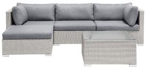 Set di divani da giardino in 2 pezzi beige con cuscini grigi Tavolino da caffè angolare a 5 posti destro Beliani