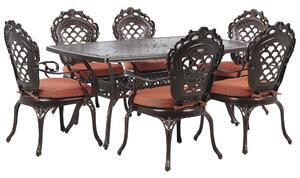Set da pranzo da giardino Tavolo da esterno in alluminio marrone 6 sedie vintage Beliani