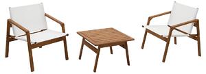 Salotto da giardino bianco e legno massiccio PADANG