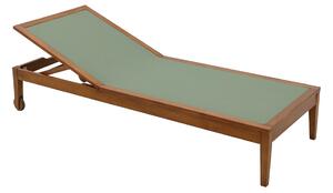 Lettino da sole verde kaki e legno massiccio NAVEEN