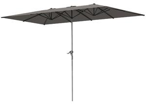 Outsunny Ombrellone Doppio da Giardino 4.5x2.6 m, Apertura a Manovella e 12 Stecche, Grigio
