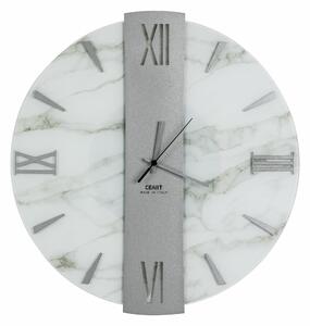 Orologio Da Muro 45 cm VEGA Struttura, Marmo Bianco SMALL Diametro 45 cm lancette in metallo numeri colore Grigio a rilievo lastra centrale grigio alluminio 